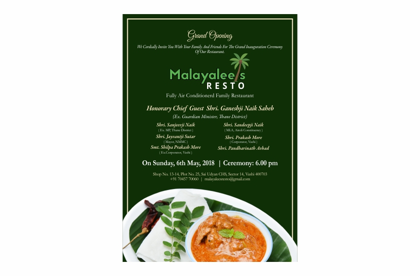 Malayalees Resto Flyer