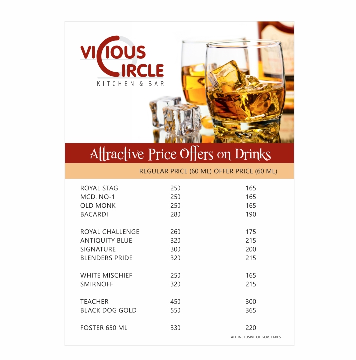 Vicious Circle Menu Card
