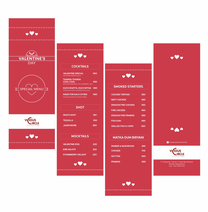 Vicious Circle Menu Card