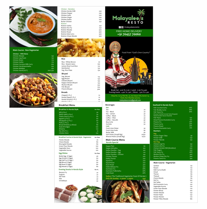 Malayalees Resto Menu Card
